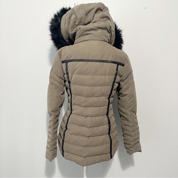 Express fur trim hooded Parka puffer green down filled warm coat jacket small - Picture 6 of 14